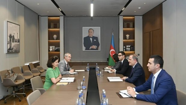 Ceyhun Bayramov missiyası başa çatan Fransa səfirini qəbul etdi – FOTO