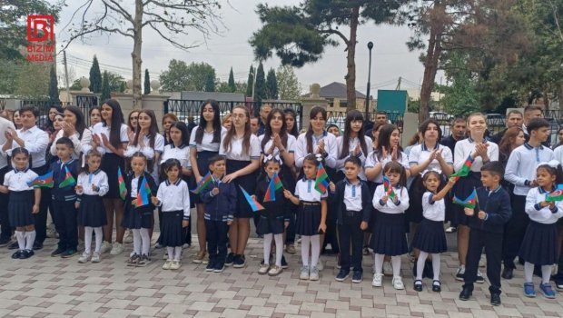 Gəncədə yeni istifadəyə verilən 24 saylı məktəbdə ilk zəng çalındı – FOTO