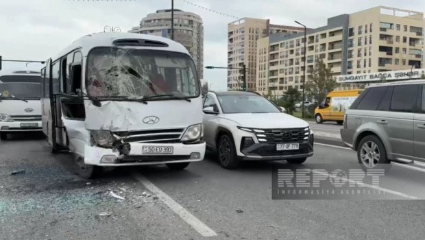 Sumqayıtda avtobuslar toqquşdu: Xəsarət alanlar var – FOTO