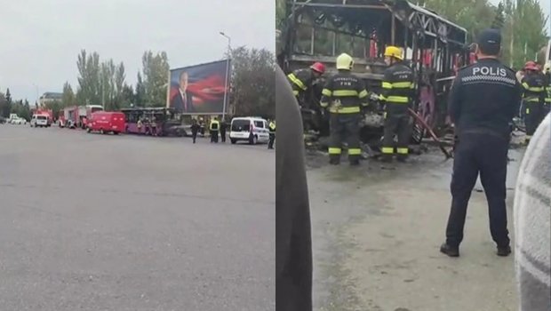 Sumqayıtda yanan marşrut avtobusu belə söndürüldü – VİDEO