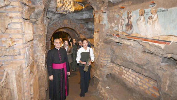 Vatikan mediası Mehriban Əliyevanın iştirakı ilə Komodilya katakombalarının bərpası layihəsindən yazır - FOTO