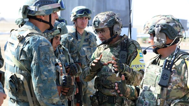 Azərbaycan hərbçilərinin Özbəkistanda iştirak etdiyi təlimdən FOTOLAR