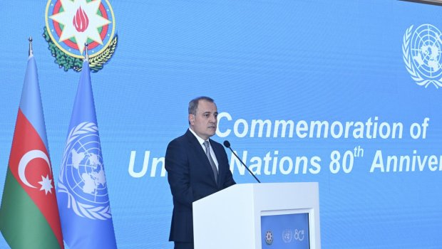Ceyhun Bayramov BMT-nin 80 illik yubileyinə həsr olunmuş tədbirdə çıxış edib - FOTO