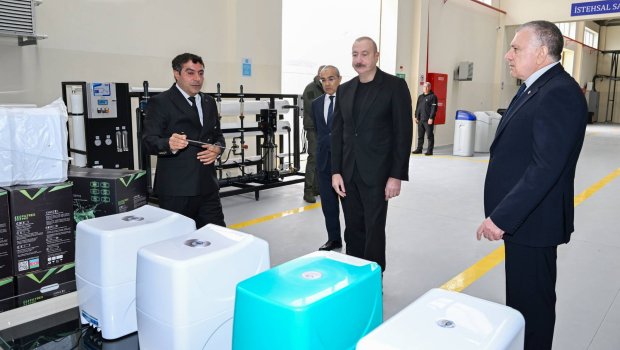 Prezident Sabirabadda su filtrlərinin istehsalı müəssisəsində – FOTO