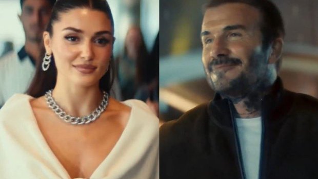 Hande Erçel Devid Bekhemlə eyni REKLAMDA