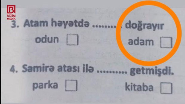 3-cü sinfin KSQ imtahanındakı sual QALMAQAL yaratdı &ndash; &ldquo;Atam həyətdə adam doğrayır?&rdquo;