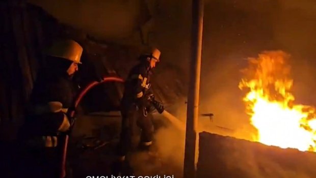 Maştağada obyekt yandı - VİDEO