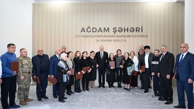 Prezident və birinci xanım Ağdama köçən sakinlərlə görüşdü - FOTO/VİDEO