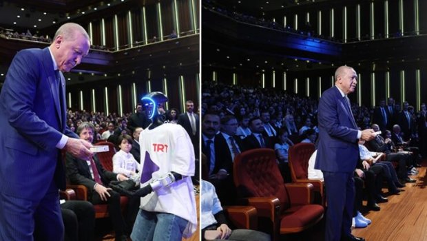 Kanal açılışı üçün pultu Ərdoğana yerli robot gətirdi - TARİXİ ANLAR/VİDEO