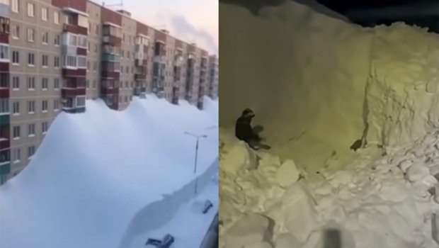 Qar binaların 4-cü mərtəbəsinə çatdı - VİDEO