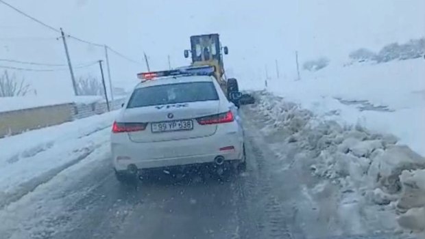 Zəfər yolu qardan belə təmizləndi &ndash; VİDEO