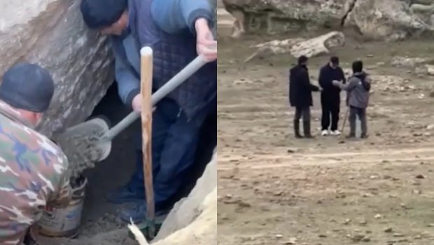 Qızıl axtarmaq üçün Qaradağdakı qoruqda qanunsuz qazıntı apardılar, tutuldular &ndash; FOTO/VİDEO