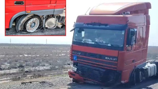 Ələt-Astara yolunda hərəkətdə olan yük avtomobilinin TƏKƏRİ PARTLADI &ndash; VİDEO