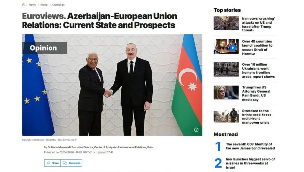 "Euronews": Regiondakı hadisələr fonunda Azərbaycan-Aİ tərəfdaşlığı möhkəmlənir - FOTO