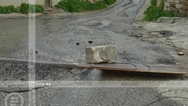 Masazırda su xətti partladı: İçməli su günlərdir ki, yola axır &ndash; FOTO