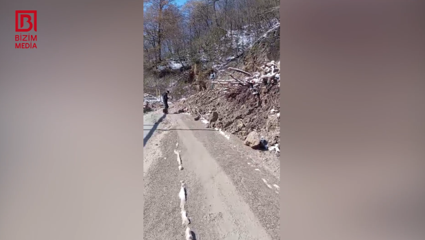 Quba-Xınalıq yolu bağlandı: Sürüşmə var - VİDEO