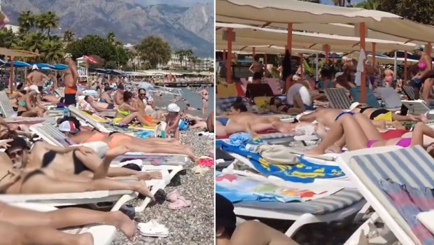Antalyada rusiyalı turistlər çimərliklərə axışdı &ndash; VİDEO