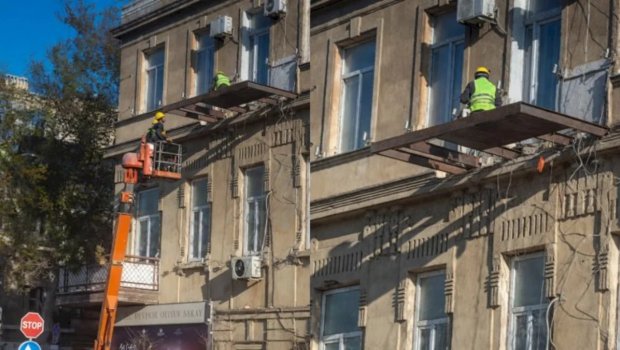 Bakının mərkəzində tarixi binaya MÜDAXİLƏ EDİLİB? - VİDEO