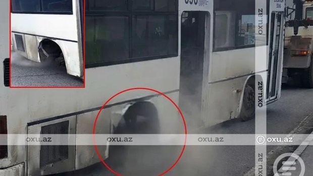 "Sulutəpə dairəsi"ndə sərnişin avtobusu təkərsiz sürüldü - VİDEO