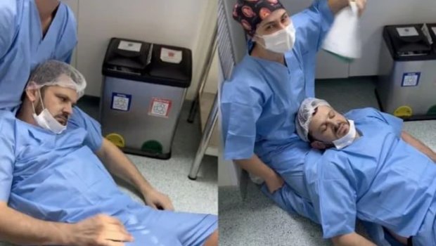 Arvadının doğuşu zamanı huşunu itirən kişi internet ulduzuna çevrildi &ndash; VİDEO