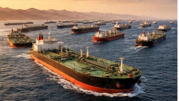 Hörmüz boğazında növbə gözləyən GƏMİLƏRİN görüntüləri yayıldı - VİDEO