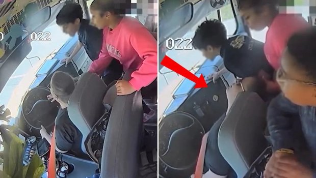 Sürücü huşunu itirsə də, şagirdlər özlərini itirmədilər &ndash; ANBAAN VİDEO 