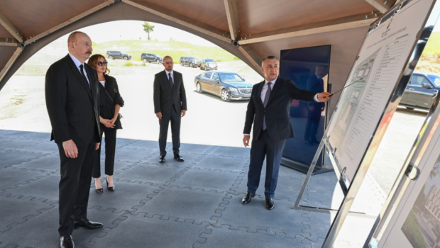 Prezident və birinci xanım Cəbrayıl Rayon Mərkəzi Xəstəxanasının binasının tikintisi ilə tanış oldular - FOTOLAR