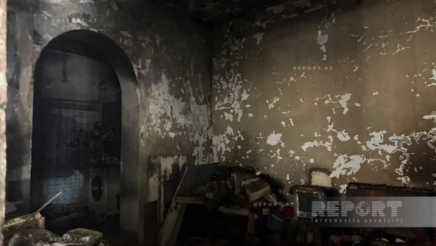Bakının mərkəzində YANĞIN:Ev yararsız vəziyyətə düşdü - FOTO