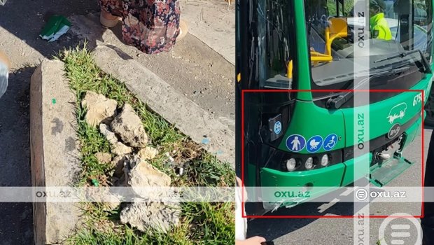 Bakıda sərnişin avtobusu qəzaya düşdü &ndash; VİDEO