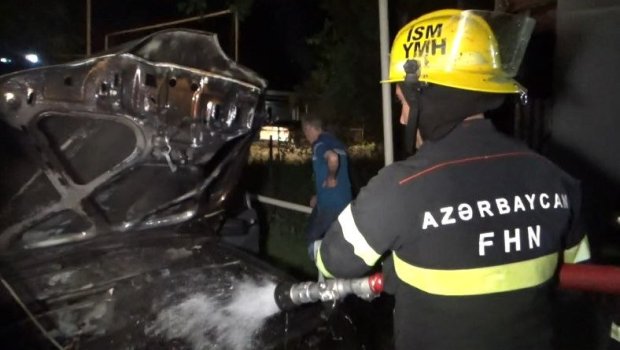 İsmayıllıda minik avtomobili yanaraq kül oldu - FOTO