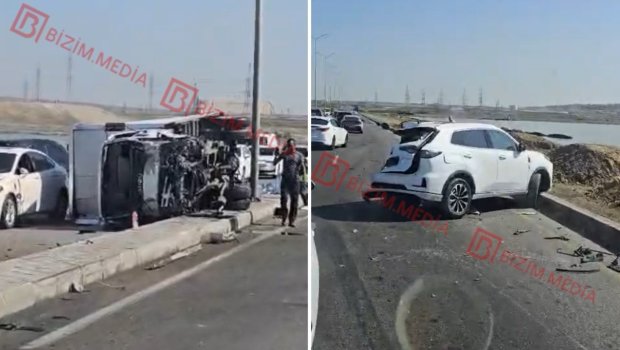 Böyükşor yolunda AĞIR QƏZA &ndash; Su bidonları yola dağıldı &ndash; VİDEO
