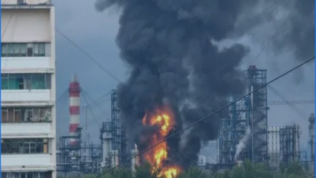 Moskvaya kütləvi PUA hücumu: Neft emalı zavodunda partlayış &ndash; VİDEO