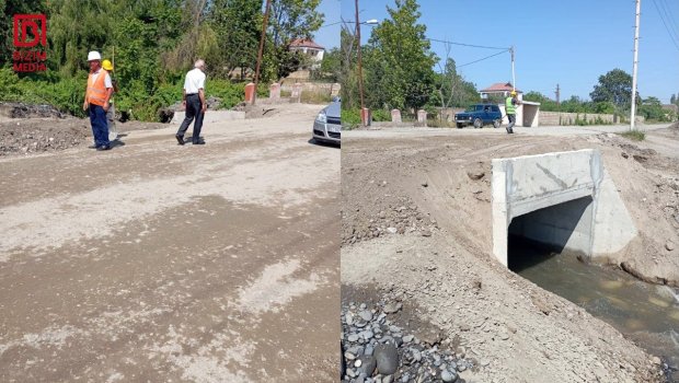 Apreldə sel sularının dağıtdığı yolda son vəziyyət &ndash; VİDEO