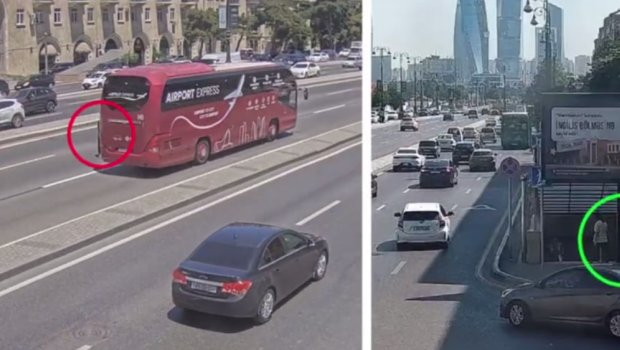 Prospektdə yolu keçən piyadaların düşdüyü dəhşətli qəzalar &ndash; ANBAAN VİDEO