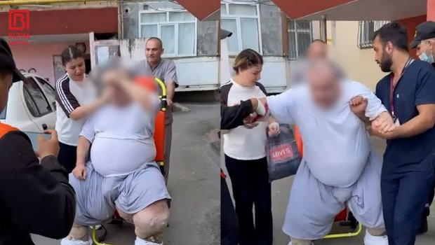 Bakıda 330 kiloqram çəkisi olan kişi evdən belə çıxarıldı &ndash; VİDEO