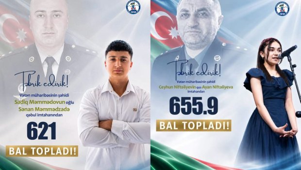İki şəhidimizin övladı qəbulda yüksək bal topladı