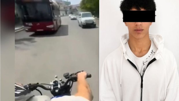 Təhlükəli motosiklet sürücüsünü polis saxladı