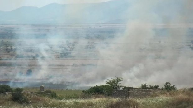 Ağdamda açıq ərazidə yanğın başlayıb - FOTO