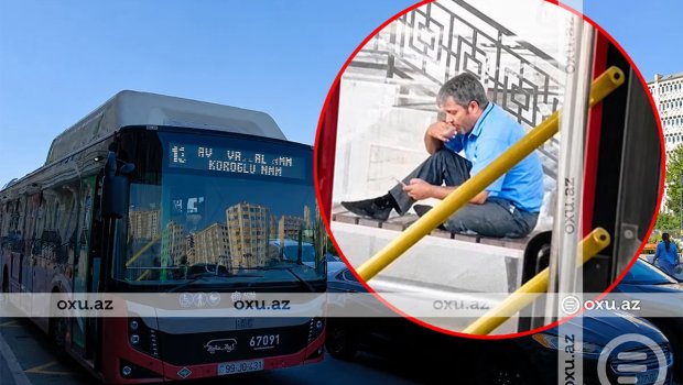 Bakıda sərnişinlərdən küsən avtobus sürücüsündən qəribə ETİRAZ - VİDEO