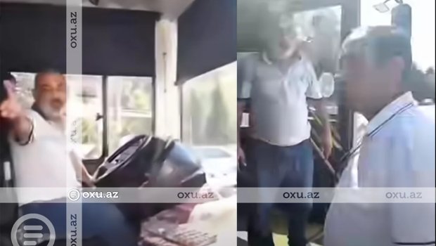 Sumqayıtda avtobus sürücüsü ilə sərnişin arasında mübahisə - VİDEO