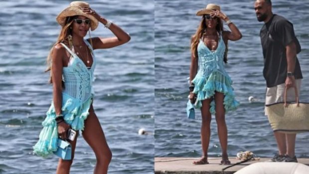 Naomi Kempbell İbitsada dəbdəbəli çimərlik obrazı ilə diqqət çəkdi &ndash; FOTO