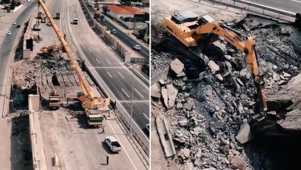 Bakı&ndash;Qazax yolundakı avtomobil körpüsünün söküntüsünə başlanıldı