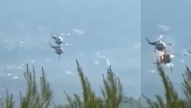 Meşə yanğınlarını söndürən iki helikopter havada toqquşdu - ANBAAN VİDEO