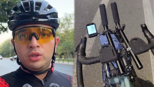 Avtobusla velosipedçini çətin vəziyyətə saldı - Video
