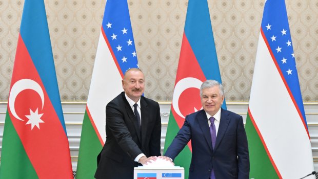 Prezidentlər Azərbaycanın Özbəkistanda həyata keçirdiyi layihələrin açılış mərasimində - FOTO