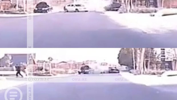 Binədə üç avtomobilin toqquşmasının ANBAAN GÖRÜNTÜLƏRİ