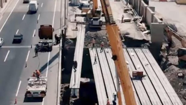 Magistral yol üzərində ikinci körpünün inşası davam edir