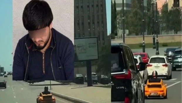 Bakıda oyuncaq maşınla əsas yola çıxan şəxs müəyyən olundu - VİDEO
