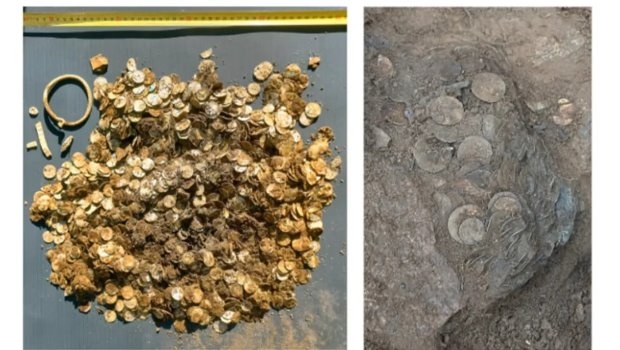 Ağac qabığından xəzinə tapıldı: Qızıl və gümüş hər yerə səpələnib &ndash; FOTO