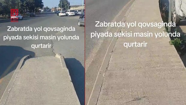 Səki var, amma davamı yoxdur &ndash; Zabratda qəribə yol - VİDEO